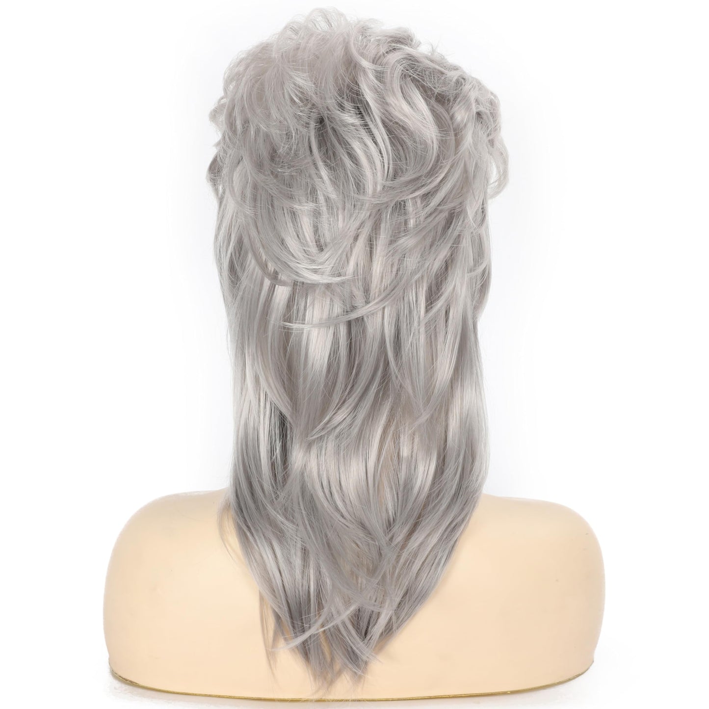 Daiaces Grey Mullet Wigs for Women 80s Rocker Wig Costumes Fancy Party Cosplay Halloween Wig