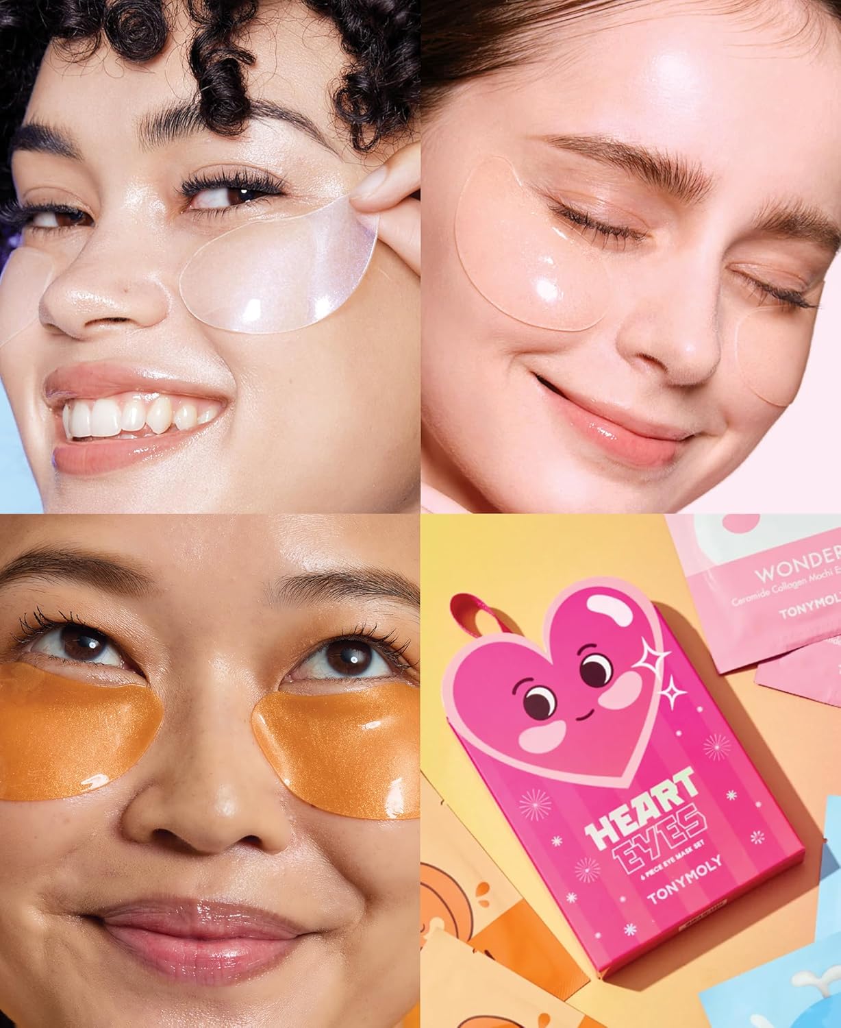 TONYMOLY Hydrogel Eye Mask Set - 6 Assorted Masks for Fine Lines, Dark Circles & Moisturizing | Collagen & Hyaluronic Acid