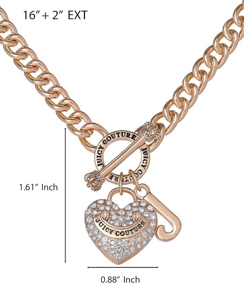 Juicy Couture Heart Pendant Necklace for Women - Gold-Tone Logo Design | Perfect Mother's Day Gift