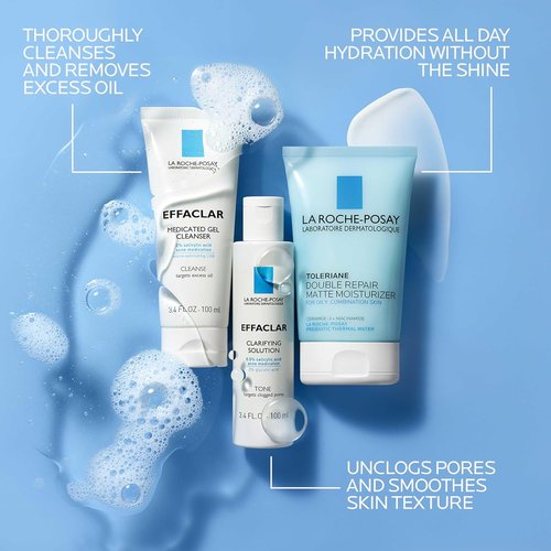Effaclar Daily Acne Essentials Kit - Salicylic Acid Cleanser & Pore Refining Toner | 2-Month Supply for Oily Skin