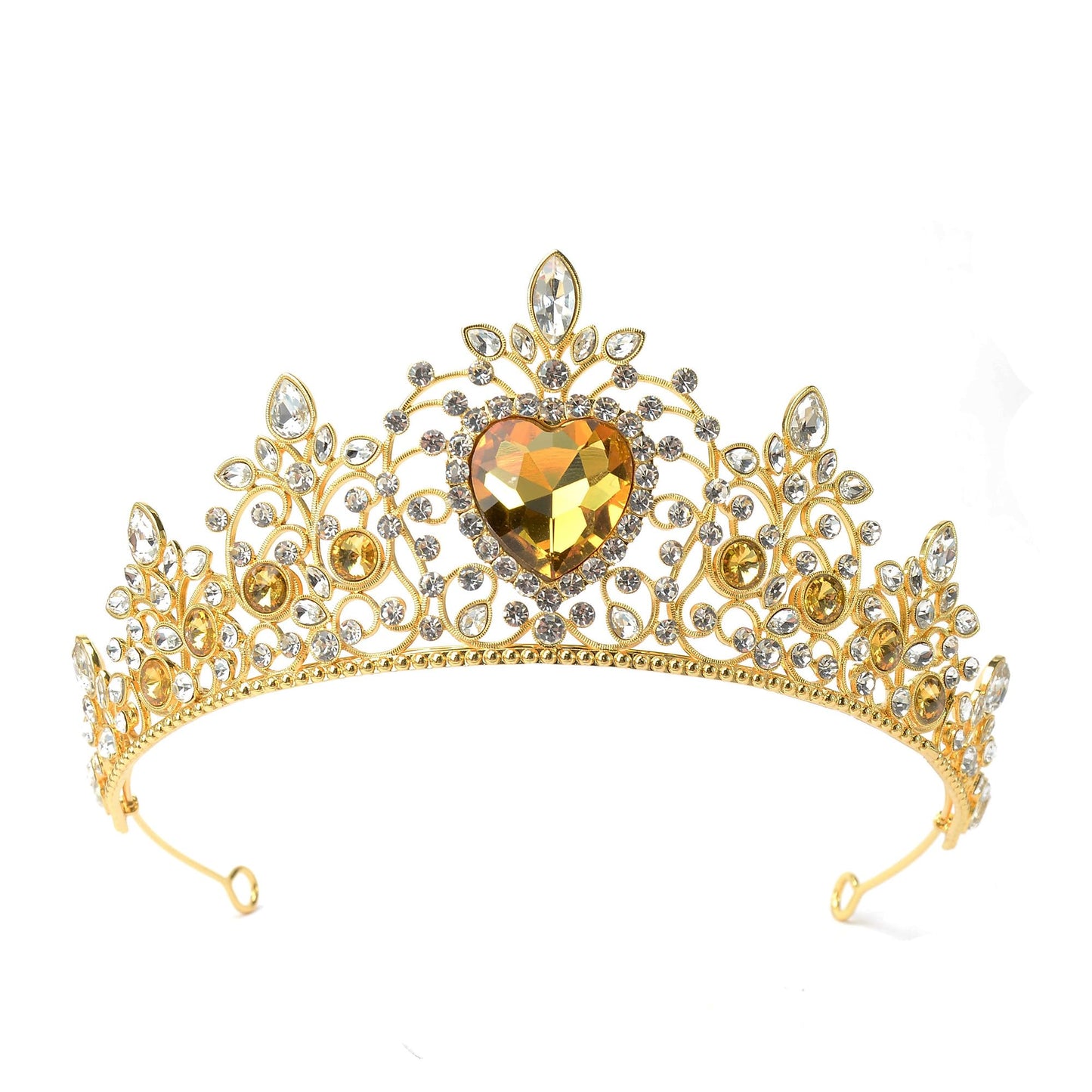 S SNUOY Tiaras and Crowns for Women Crystal Queen Crowns Rhinestone Princess Tiaras Hair Accessories for Bridal Birthday Prom Party - November Citrine