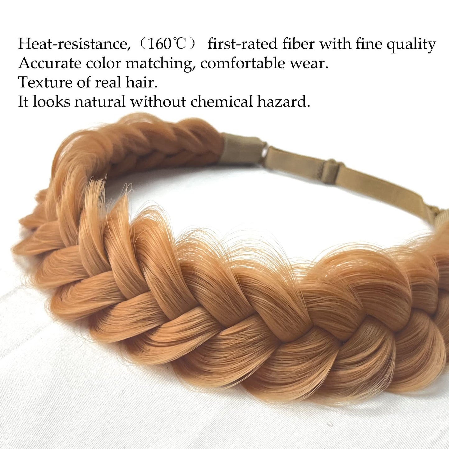 TOECWEGR Synthetic Hair Braided Headband Classic Wide Strands Wedding Disorderly Fluffy Braids Wig Band Women Beauty Accessory