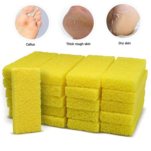 Disposable Foot Scrubber Sponge Pads Pedicure Pumice Stone for Feet Callus Remover Medium Coarse Yellow 40Pcs
