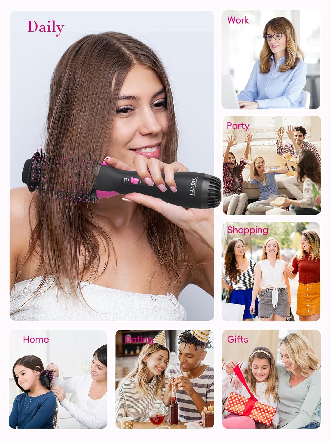 Skiennix Hair Blow Dryer Brush - Fast Drying Volumizing Hot Air Brush for Women | 60mm Oval Barrel