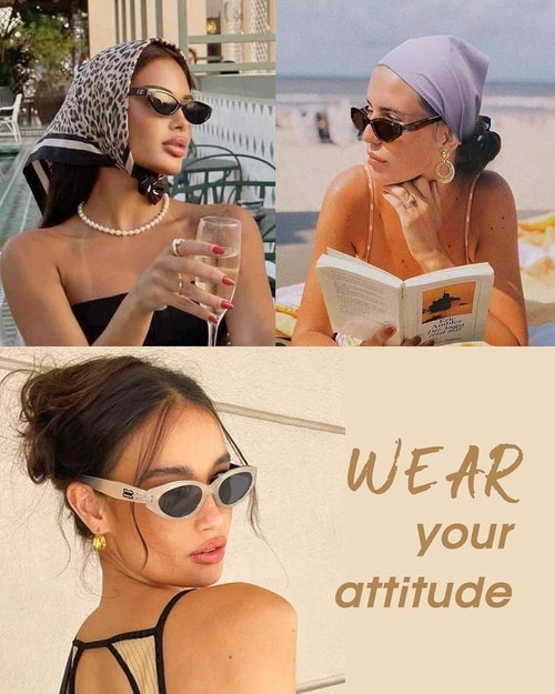 FURTALK Oval Sunglasses - Cat Eye 90s Vintage Trendy Sunnies with Polarized UV Protection