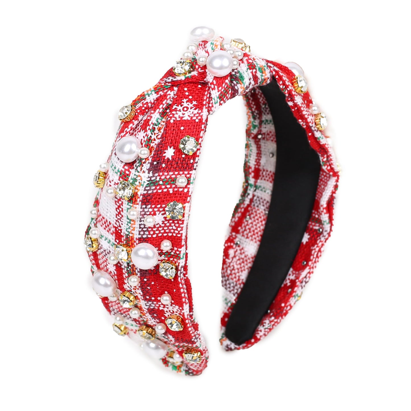 Knotted Bow Headbands for Women Red Bow Headbands Fashion Knot Headband, Bunny Ears Headband, Crystal Knotted Headband Hair Band Hair Accessories for Women Girls (Astyle-Checkered Red)