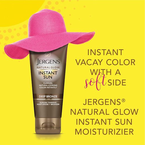 Jergens Natural Glow Instant Sun Tanning Moisturizer - Lightweight Bronzer for Deep Bronze Color, 6 Oz