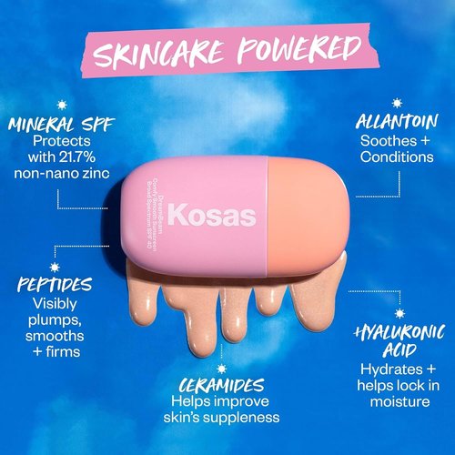 Kosas DreamBeam SPF 40 Mineral Sunscreen - Lightweight Hydrating Face Protection for Makeup, 40 ml