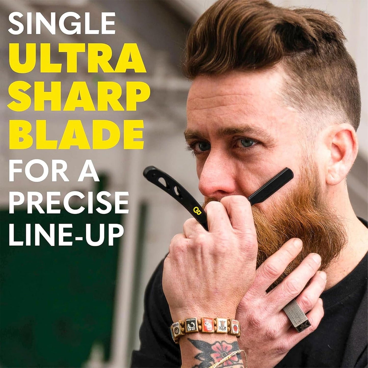 The Beard Club Straight Razor - Premium Barber Straight Edge Kit with 10 Replaceable Blades & Leather Case