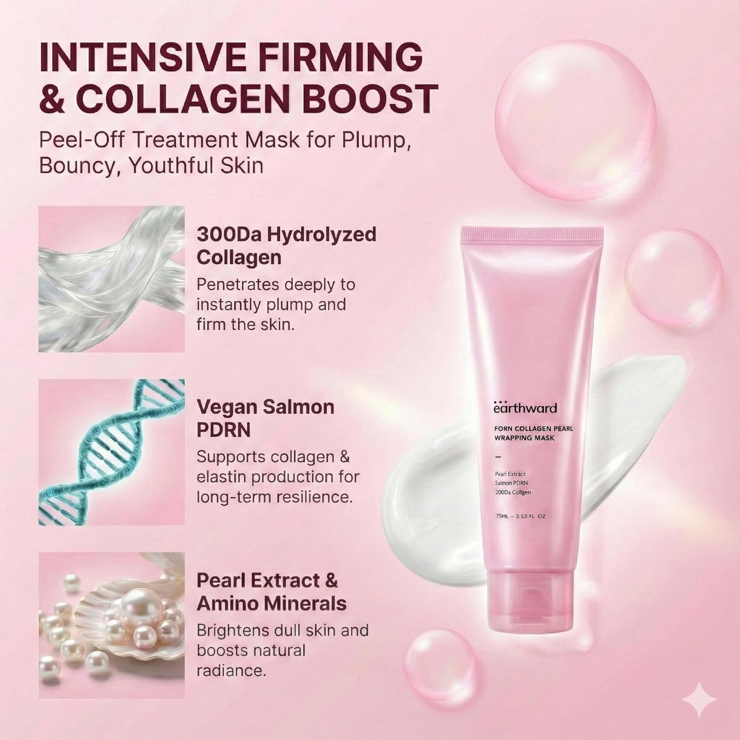 Skiennix Collagen Wrapping Mask - Intensive Glass Skin Firming Care with Salmon PDRN, 75ml/2.53 fl oz
