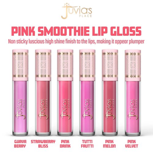 Juvia's Place Smoothie Lip Gloss - Hydrating Pink Velvet Cream Gloss with Plumping Formula | High Shine, Non-Sticky Finish
