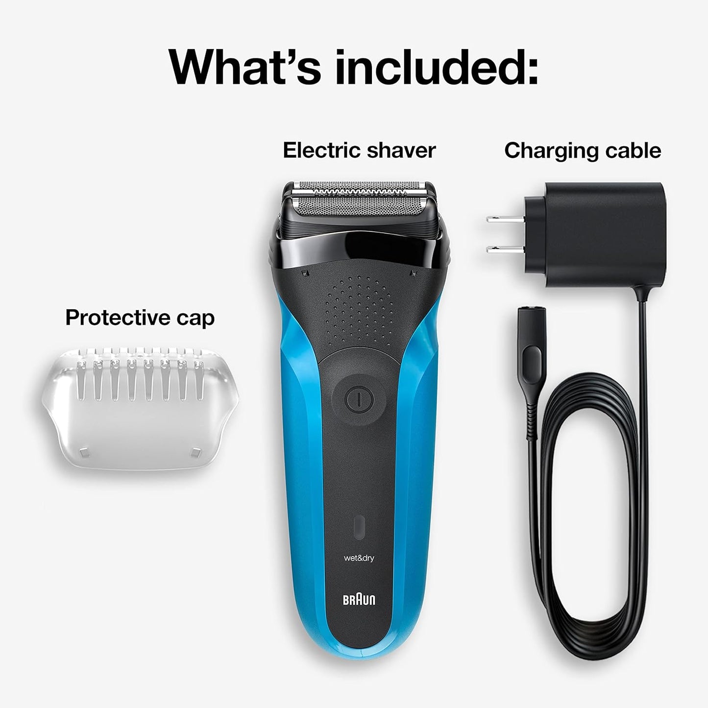 Series 3 3010s Electric Shaver for Men - Wet & Dry Rechargeable Razor in Blue