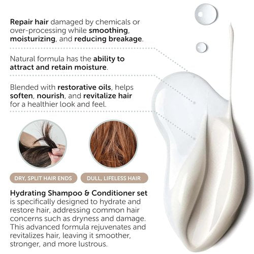 Hydrating Shampoo & Conditioner Set by [Brand Name] - 34 OZ for Dry, Damaged & Oily Hair | Strengthens Roots & Reduces Breakage