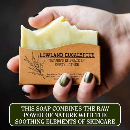 CompassSoap Lowland Eucalyptus Bar Soap - Natural Body & Face Soap for All | Gentle Lather, Paraben-Free | 5 oz, Pack of 2