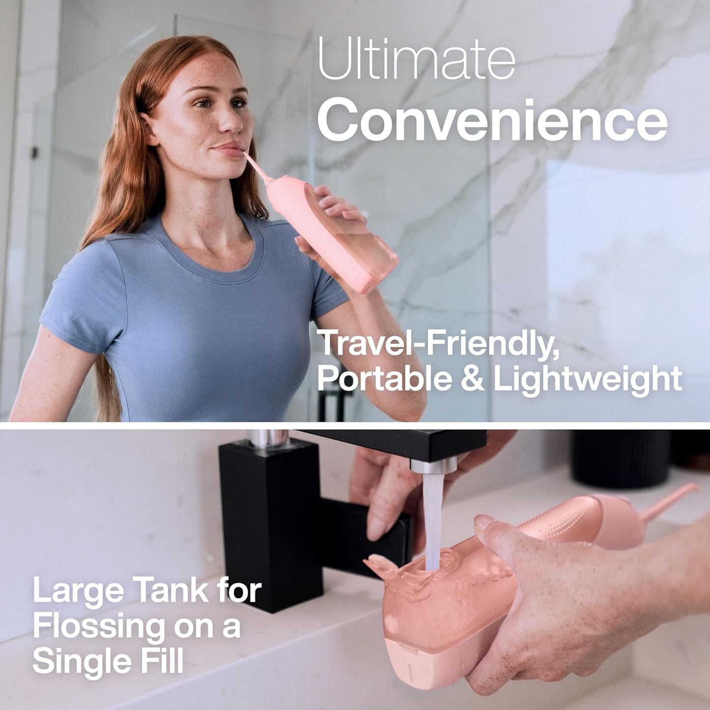 AquaSonic Icon Water Flosser - Cordless Rechargeable Oral Irrigator for Dental Cleaning - Blush