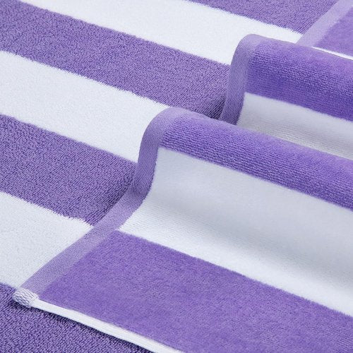 LULUHOME Large Oversized Beach Towel - Soft Cotton Striped Pool Towel, 36 x 70 Inch, Purple