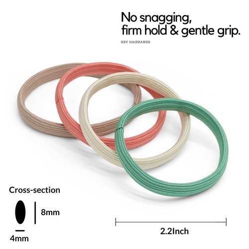 HBY Women's Hair Ties for Thick or Curly Hair. No Slip Seamless Ponytail Holders Sports Thick Hair Ties, Rosettes & Cream, 8MM, 12 Pcs