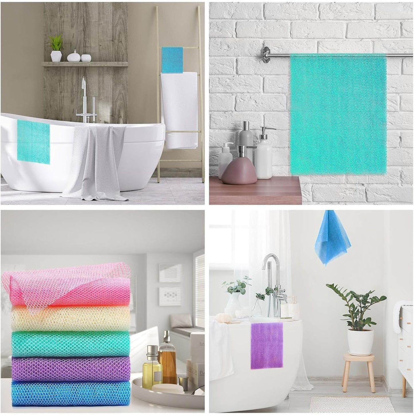 UJFQBH African Bath Sponge Set - 5 Exfoliating Net Scrubbers for Smooth Skin | Multi-Color Options
