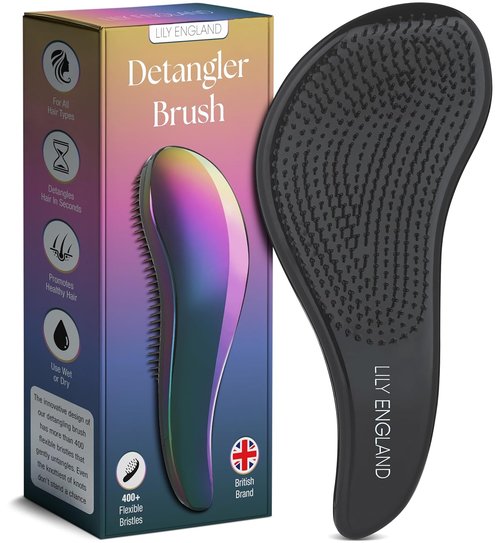 Lily England Hair Brush - Pain-Free Detangler for Curly, Thick & Straight Hair - Petrol Color