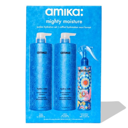 Amika Mighty Moisture Jumbo Hydration Set - Deeply Nourishing Hair Care for All Hair Types