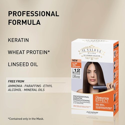 Il Salone Milano Keratin Hair Treatment - Smoothing & Straightening Kit for All Hair Types - Anti-Frizz & Heat Protection