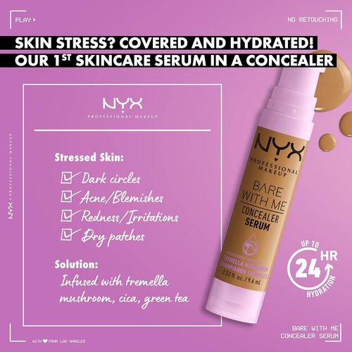 NYX PROFESSIONAL MAKEUP Bare With Me Concealer Serum - 24Hr Hydration, Lightweight Formula | Fair Shade