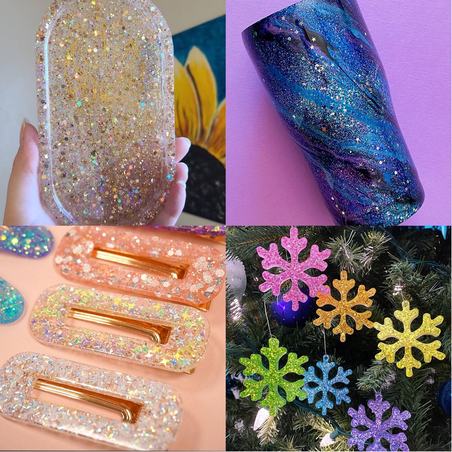 Holographic Chunky and Fine Glitter Mix, 45 Colors Craft Glitter for Epoxy Resin Arts, Iridescent Nail Glitter, Cosmetic Eye Hair Face Body Glitter, Glitter Flakes Sequins for Tumbler Festival Jewelry