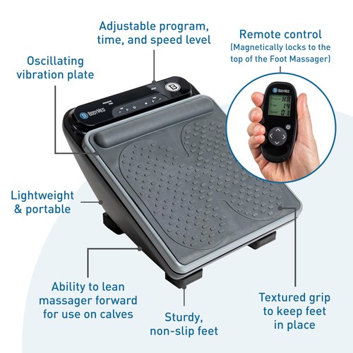BodyMed Foot Massager | Deep Tissue Vibration Massage Therapy | At-Home Massager with Remote Control | Fast Relief from Neuropathy, Plantar Fasciitis, Improves Circulation