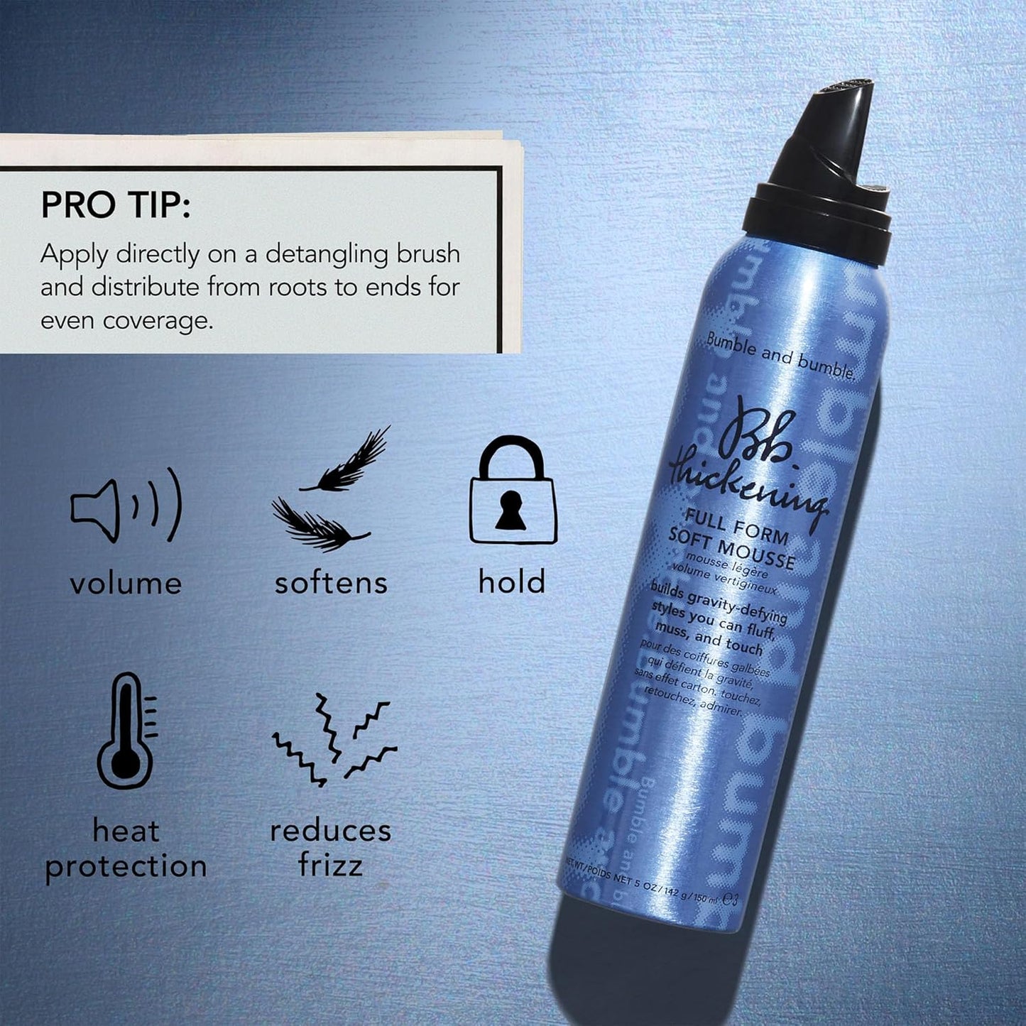 Bumble and bumble. Thickening Hair Mousse - Volumizing Formula with Heat Protection & Soft Hold | 5 Ounce