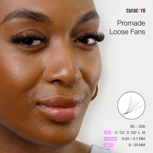 Curacoro Promade 500 Fans 5D-0.07 CC Curl 12mm Length Handmade Volume Lash Fans for Long-Lasting Eyelash Extension