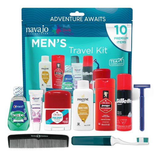 Handy Solutions Men's Travel Kit - 10 Piece Resealable Set for Easy Organization