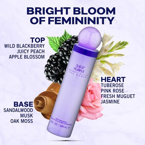 Perry Ellis 360 Purple Body Mist for Women - Refreshing 8 oz Fragrance