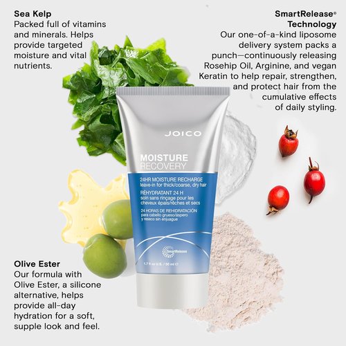 Joico Moisture Recovery Leave-In Treatment - 24-Hour Hydration for Thick, Coarse Hair | Reduces Breakage & Frizz