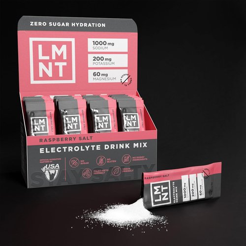 LMNT Zero Sugar Electrolytes - Raspberry Salt Drink Mix | 30 Convenient Packets
