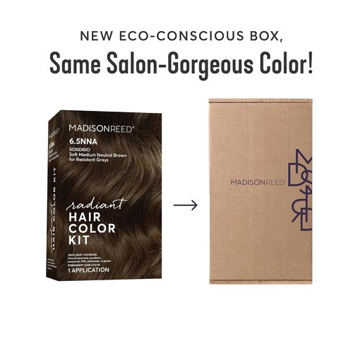 Madison Reed Radiant Hair Color Kit - 6.5NNA Medium Neutral Brown | 100% Gray Coverage, PPD-Free & Ammonia-Free