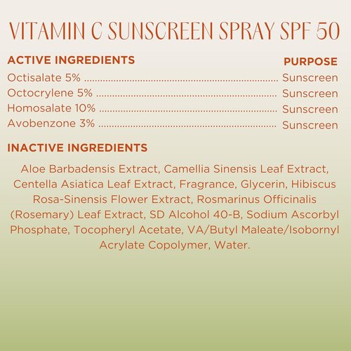 InstaNatural Vitamin C SPF 50 Sunscreen Spray - Brightening & Hydrating Sunblock with Aloe Vera | 5.5 Fl Oz