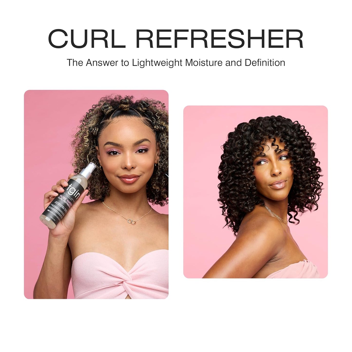 tgin Rose Water Curl Refresher - Moisturizing Curl Spray for Curly, Coily & Wavy Hair - 8 Fl Oz