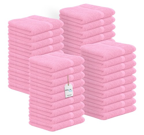 Avalon Towels Cotton Washcloths – (Pack of 36) Size 12x12 Inches, 100% Ring Spun Cotton, Soft & Absorbent Face Towels, Gym Towels, Hotel and Spa Quality, Reusable Fingertip Towels (Pink)