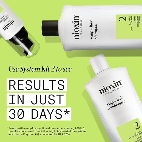 Nioxin System 2 Hair Thickening Shampoo - Boost Density for Natural Hair | Niacinamide & Biotin Formula