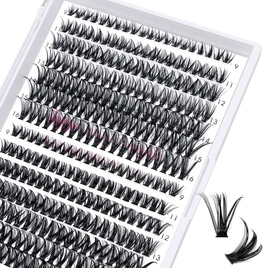 280 Pcs Individual Lashes 40D+50D Mixed Lash Clusters 14 Rows Cluster Lashes that Look Like Eyelash Extensions DIY Lash Extension Self Application At Home (40+50-D-9-16mix)