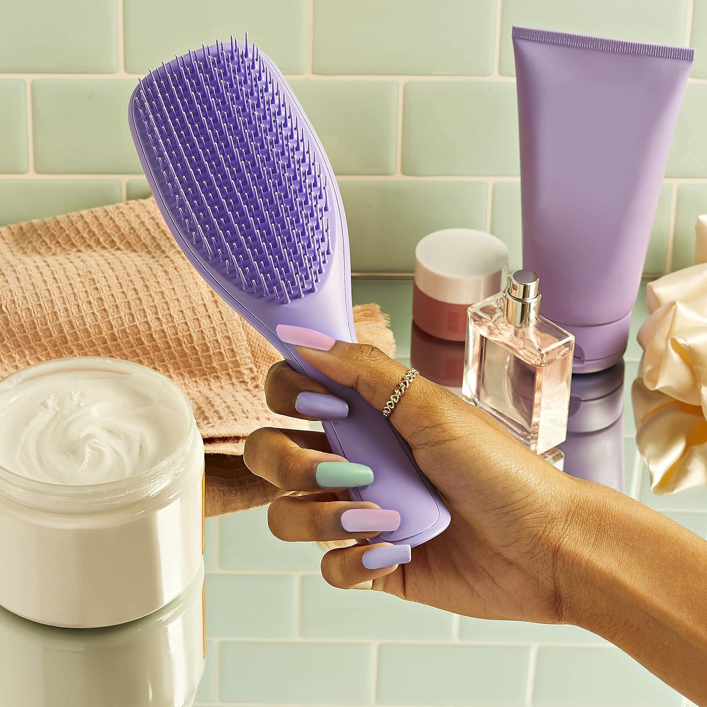 Tangle Teezer Ultimate Detangler Hairbrush - Exfoliate & Detangle 3C to 4C Curly Hair | Purple & Mint