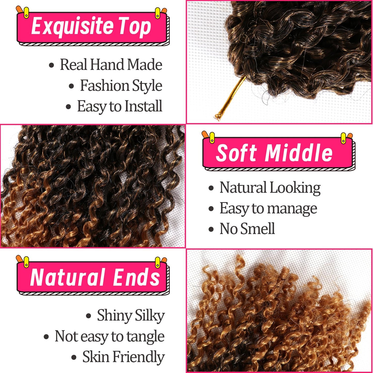 Lifabeauty 10 Inch Short Passion Twist Hair Marlybob Crochet Hair 8 Small Bundles Kinky Curly Crochet Hair Short Crochet Braids Jerry Crochet Hair Kinky Twist Crochet Hair (8Bundles10 Inch, 1B/27#)