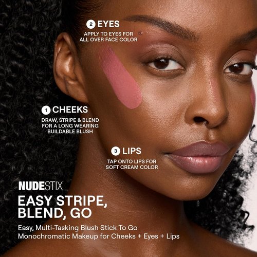 Nudestix Nudies Bloom All Over Dewy Color - 3-in-1 Cream Blush Stick for Cheeks, Eyes & Lips | Sheer Glossy Finish, Vegan & Long-Wear
