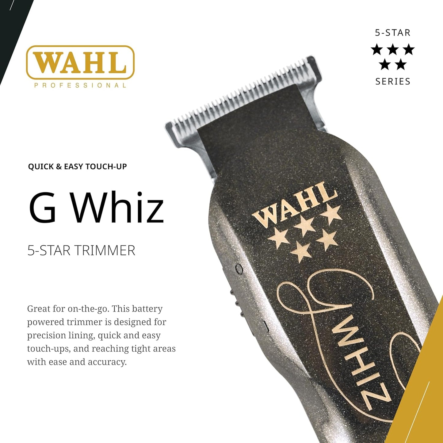 Wahl Professional 5 Star G Whiz Cordless Trimmer - Lightweight Precision Lining Kit for Effortless Grooming
