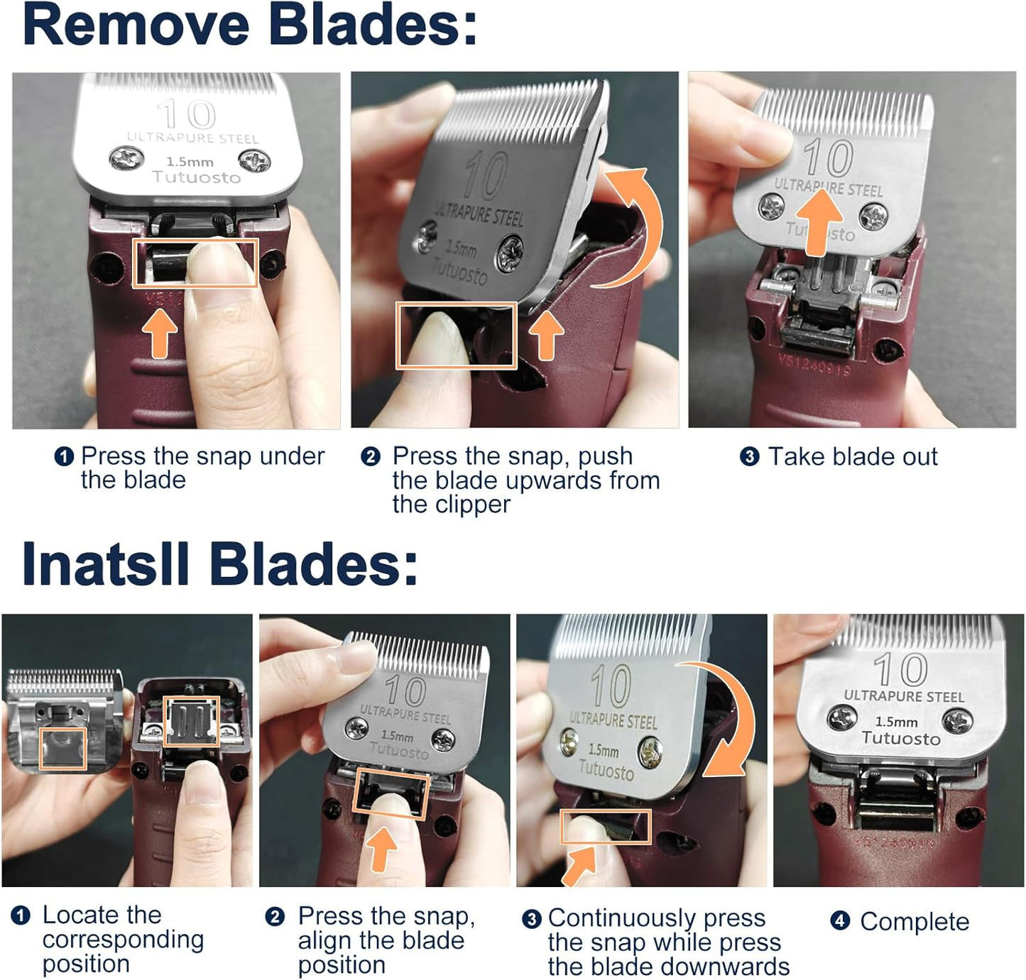 Andis 10# Clipper Blades - Detachable Pet Grooming Replacement Blades for Dog Clippers | Compatible with Wahl & Oster