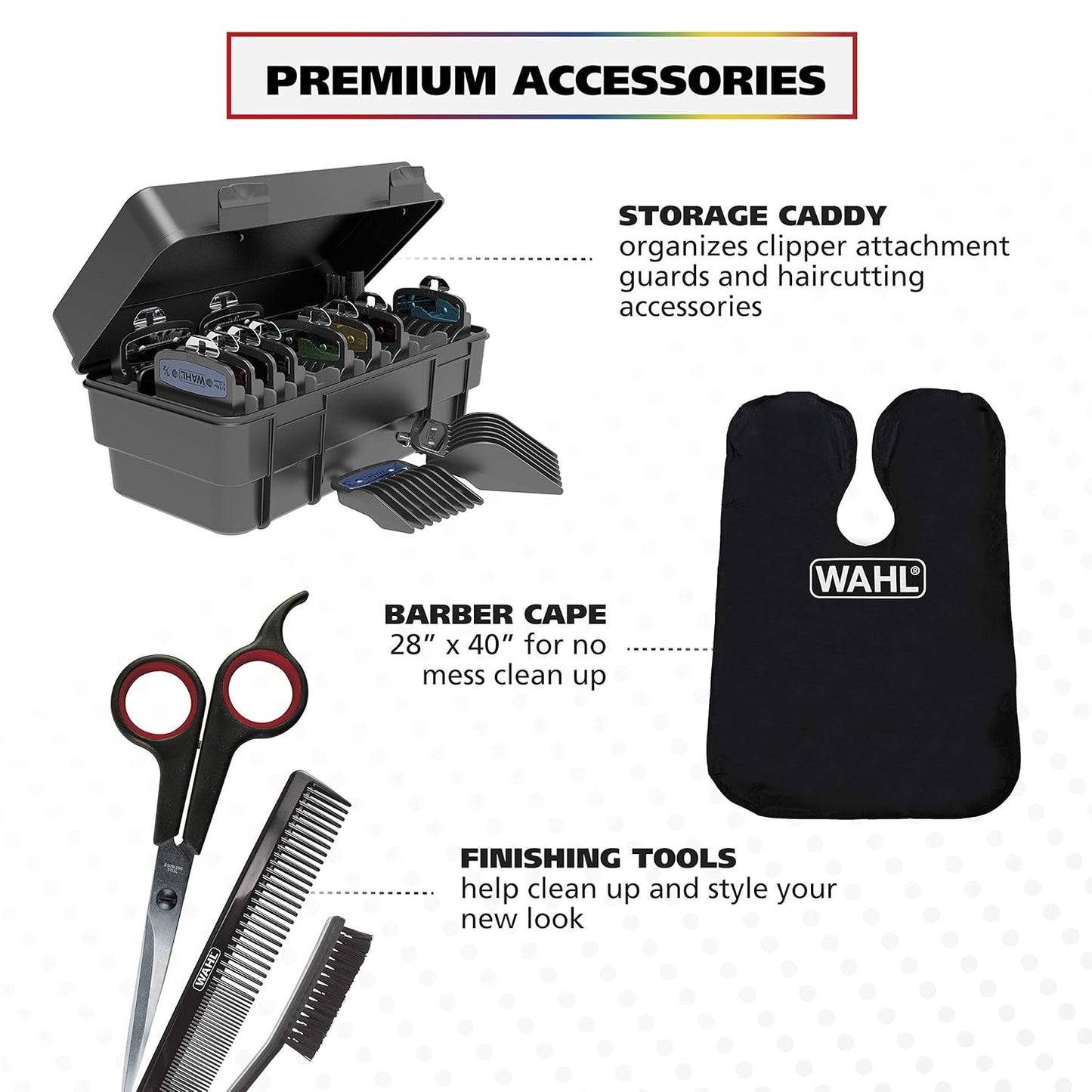 Wahl USA Pro Series Platinum Hair Clipper & Trimmer - Home Haircutting with Color-Coded Combs | Model 79804-100