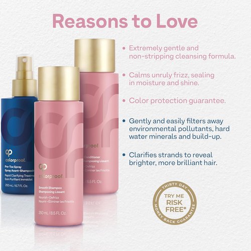Colorproof Smooth Gift Set - Color Safe Shampoo & Conditioner (8.5 Fl. Oz.) + Pre-Tox Spray (6.7 Fl. Oz.) | Frizz Control for Color-Treated Hair