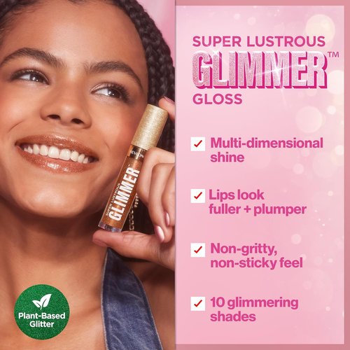 REVLON Super Lustrous Glimmer Gloss - Non-Sticky High-Shine Lip Gloss with Plant-Based Glitter | 003 Lavender Lust, 0.13 fl oz