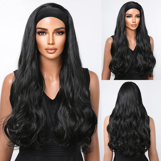 testar Headband Wig Black Wigs for Women Long Loose Body Wave Curly Wig Synthetic Hair Natural Color