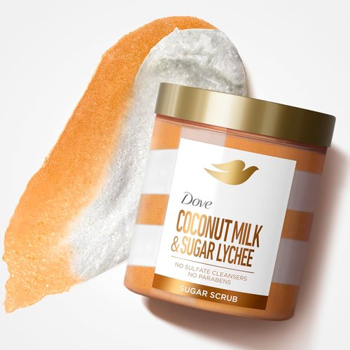 Dove Sugar Body Scrub - Coconut & Lychee Exfoliates & Hydrates Skin | 15 oz